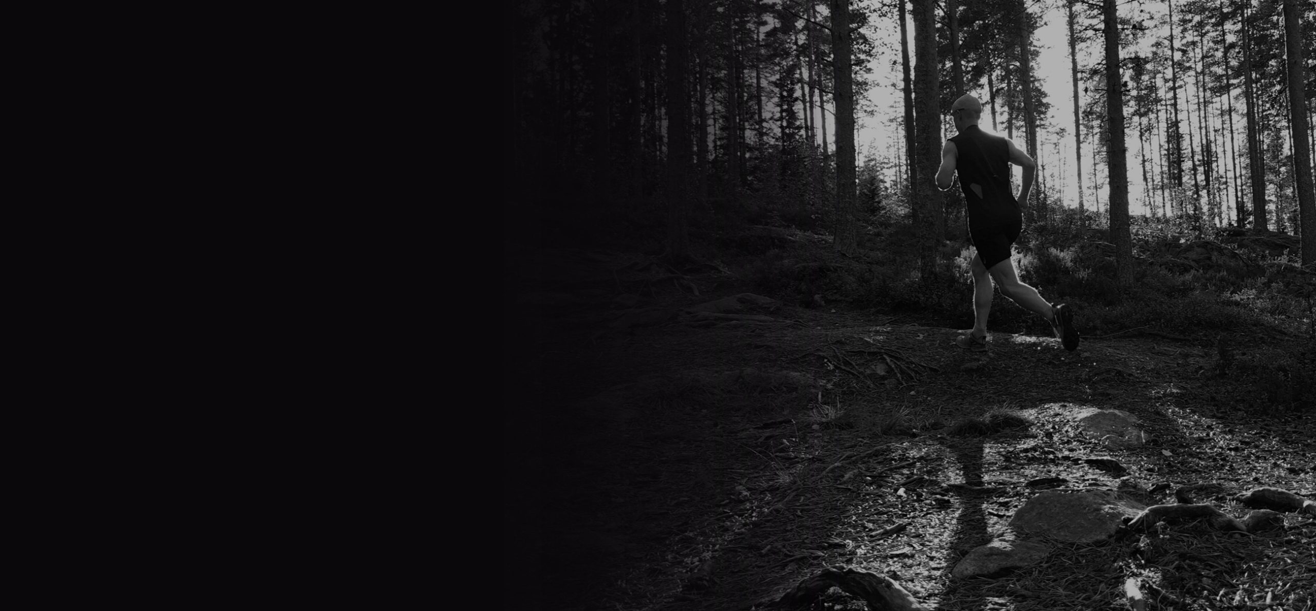 Hero section Background PLuS Nutrition. Registered Dietitian. Sports Nutrition Expert. Professional Online services. Ultrarunning in forest.